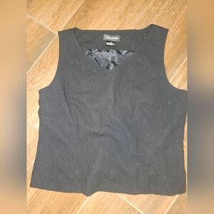 HALSTON SZ 12 TOP GLITTERY PIN STRIPE VINTAGE